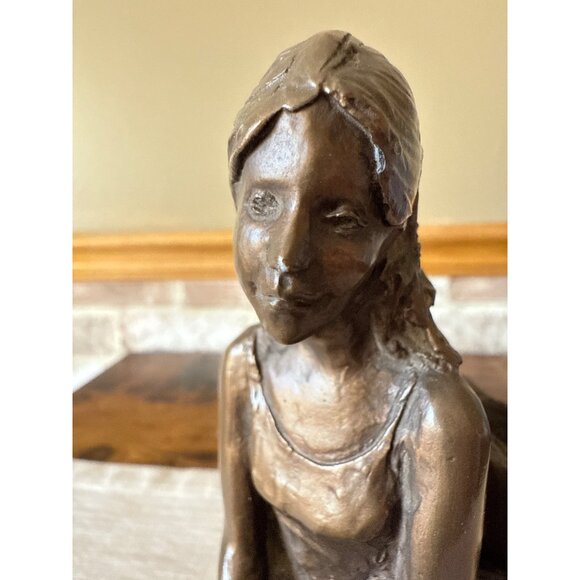 Seated Ballerina Figurine 1996 HP Signed Cold-Cast Bronze Finish – CG Mark - Picture 8 of 16